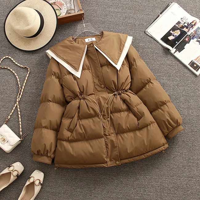 

Amolapha Women Mid-Length Puffer Jacket Cotton-Padded Thick Warm Soft Parkas Zipper Winter Bubble Coat Casual Hot Street Outfit