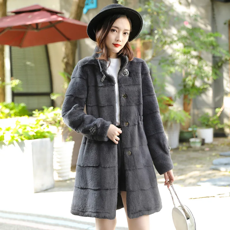 Natural Fur Coats Winter Women Mink Fur Coat Female Genuine Leather Jackets Ladies Oversize Warm Thick Detachable Long 2020 New