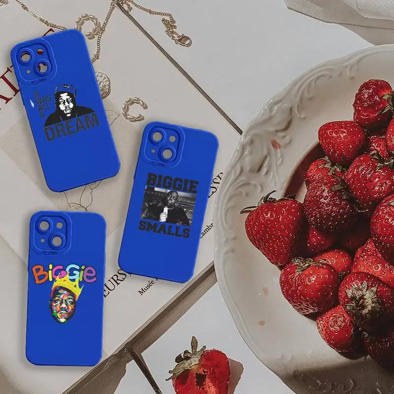 

biggie Rapper pattern Phone Case For iPhone 13 12 11 Pro MAX Mini X XS XR 7 8 Plus Liquid Silicone Klein Blue