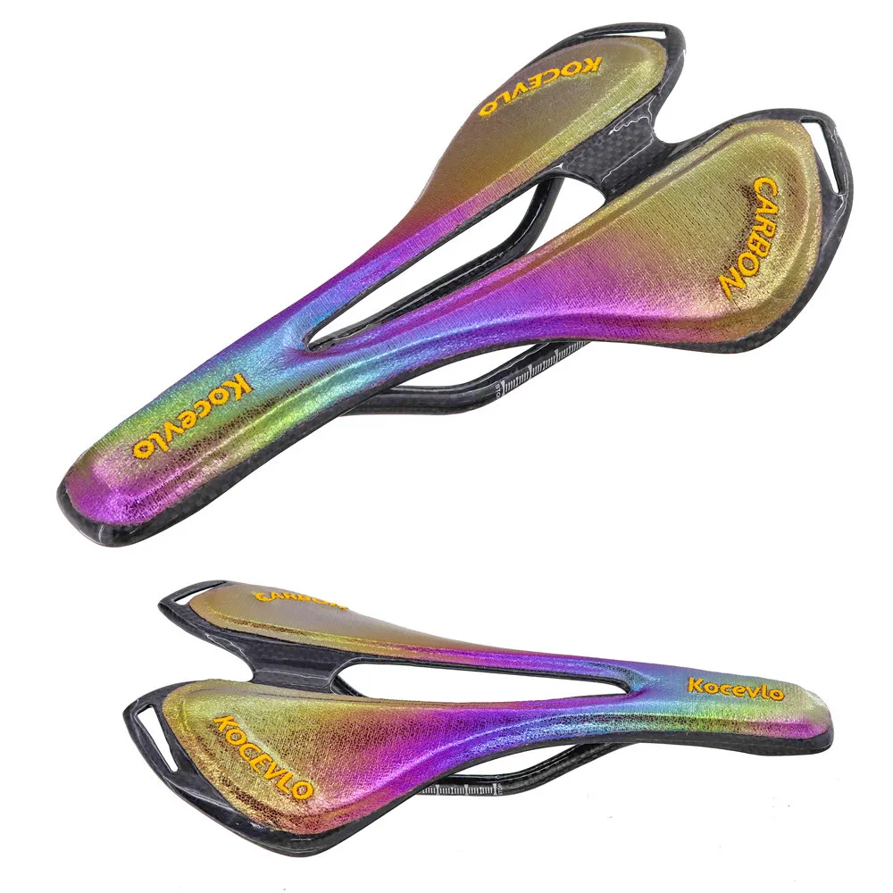 

Bicycle Carbon Fiber Saddle MTB Road bike Rainbow Ultra Light Shock-absorbing seat cushion