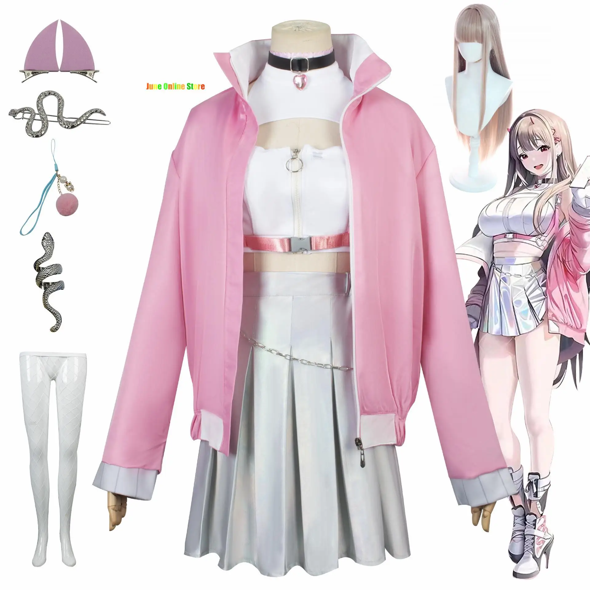 

Anime Cosplay NIKKE The Goddess of Victory Cosplay Girl Pink JK Uniform Jackets Skirts Headwear Gloves Halloween Cos Con Suit