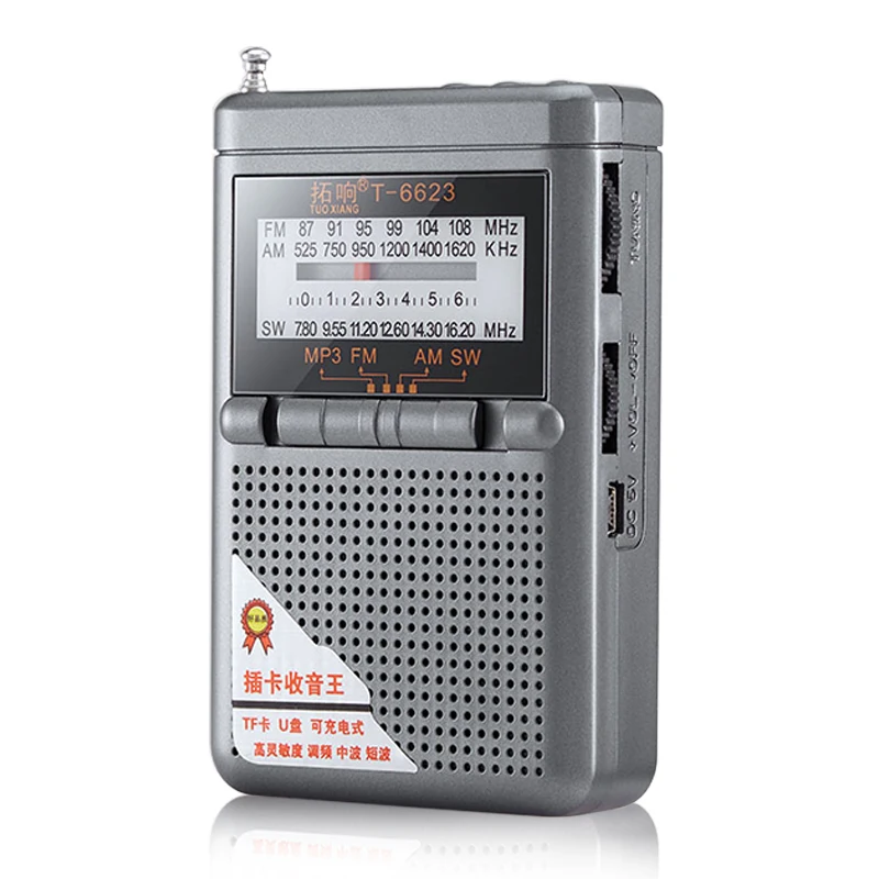 

Полнодиапазонное радио FM AM SW, мини-радио со светодиодным дисплеем и пряжкой, поддержка TF-карты, разъем для наушников, универсальный радиопри...