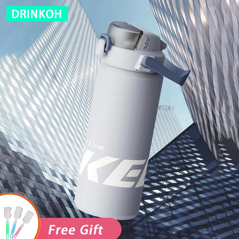 

Double Drink Vacuum Flasks New Insulated Cup Portable Sports Kettle Straw Thermal Tumbler Large Capacity Thermos 1L Water Bottle