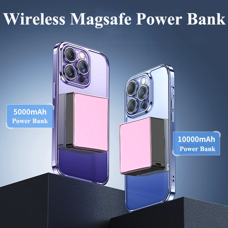 

Portable Magnetic Wireless Power Bank 5000/10000mAh 15W Fast Charging MagSafe Powerbank Universal Mobile Phone External Battery