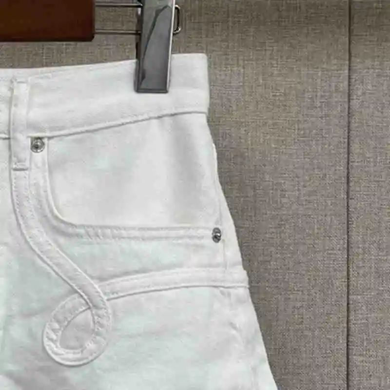 

2023 Spring Summer Women Shorts Casual High Waist White Straight Denim Shorts