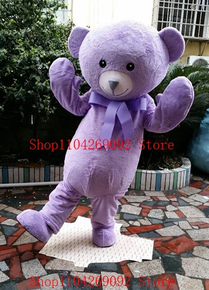 Костюм талисмана фиолетовых медведей для взрослых мультяшная кукла плюшевый