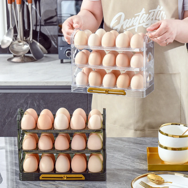 

Egg Storage Rack Clamshell Storage Box Stand Egg Rack Refrigerator Storage Box Egg Container Preservation Tray Kitchen Supplies