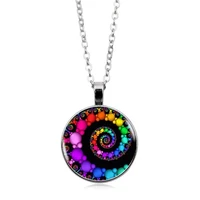 new spiral pendant fractal necklace jewelry flourish swirl necklace crystal round sacred geometry art picture jewelry gift