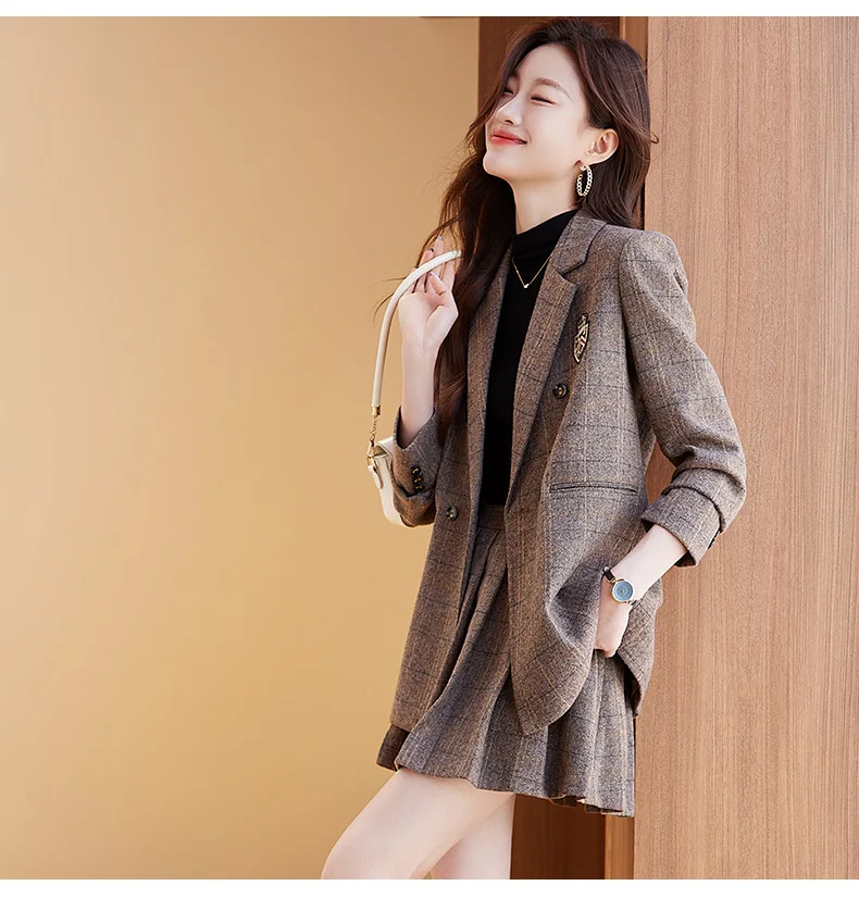 Модное женское пальто в стиле прелестного стиля осенняя Новинка клетчатый