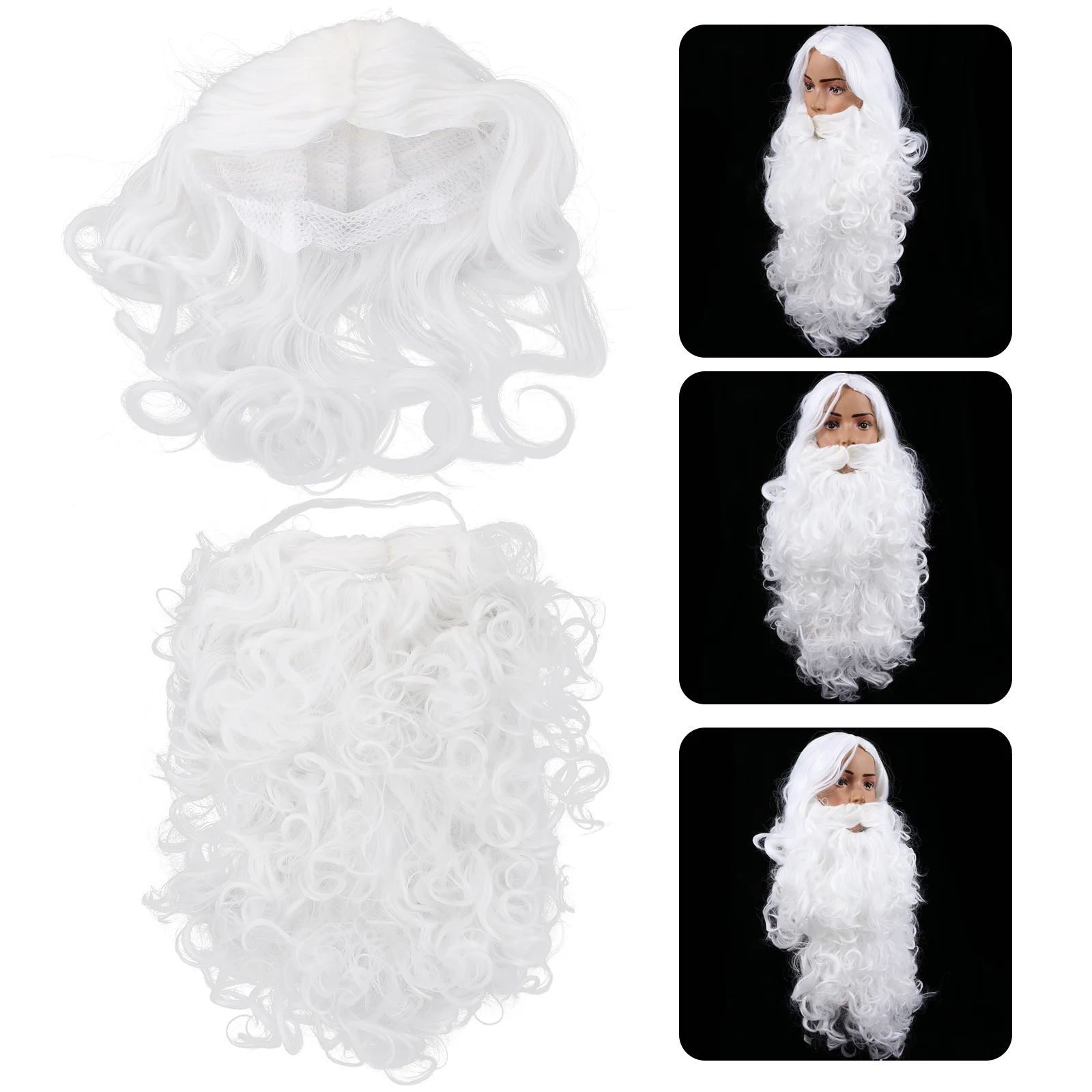 

1 Set Costume Party Cosplay Dress Props False Santa Beard Wig Set (White)