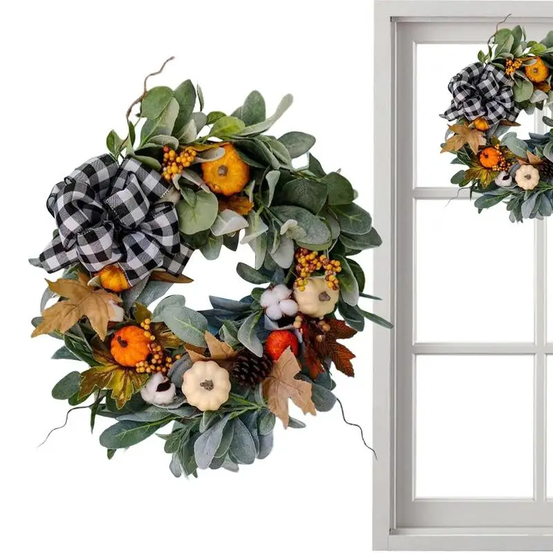 

Autumn Fall Door Wreath Realistic Festival Fashionable Wreath Colorful Pumpkin Thanksgiving Harvest Charming Housewarming Gifts