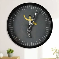 diameter 25cm home decorations creative black round clock chinese kung fu wall clock bruce lee