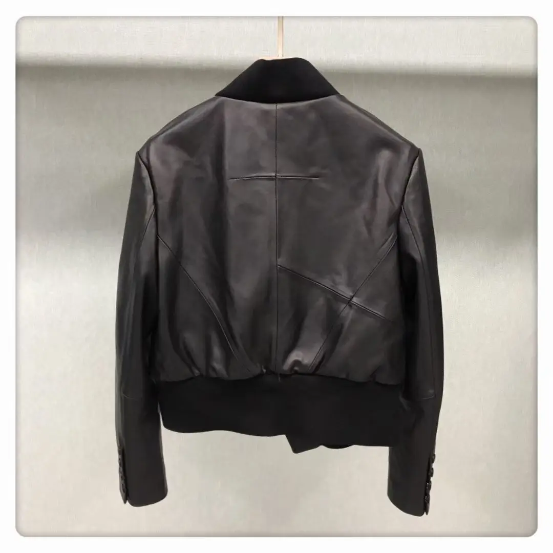 2022 New Women Leather Jackets Solid Simple Genuine Leather Blazer Coats Windproof Retro FG3952