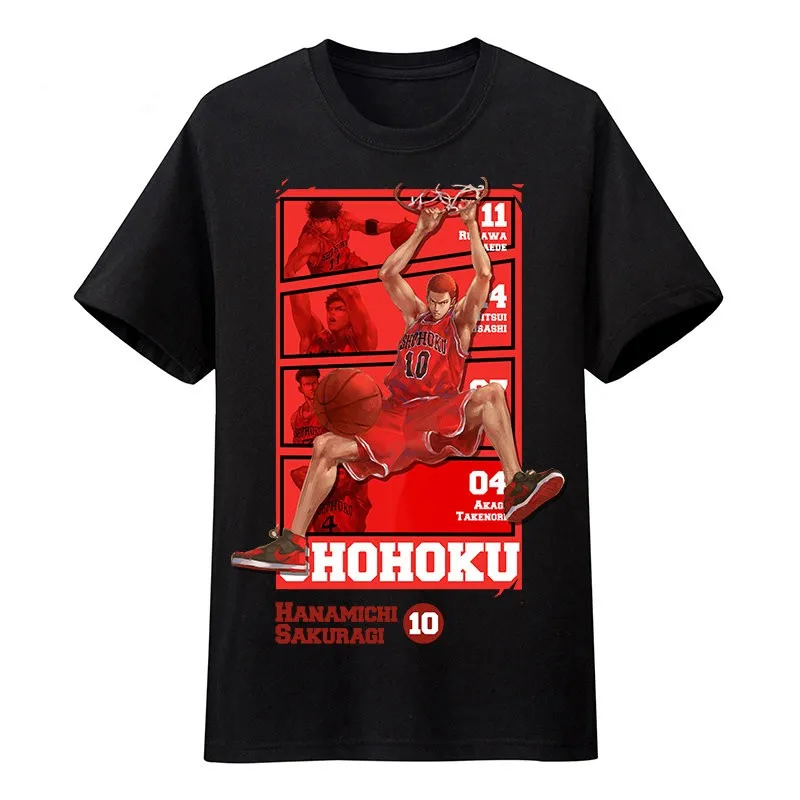 

High Quality Cotton Slam Dunk Sakuragi Hanamichi Rukawa Kaede Takashi Akagi Tshirt Summer Fashion Clothes Anime Fans Gift Tshirt