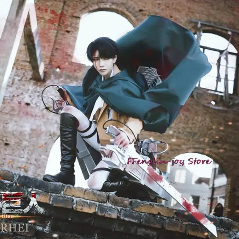 Attack on Titan Shingeki no Kyojin Eren Yaeger Levi Ackerman Mikasa Ackerman Cosplay Costumes Scouting Legion Suit Belt Full Set