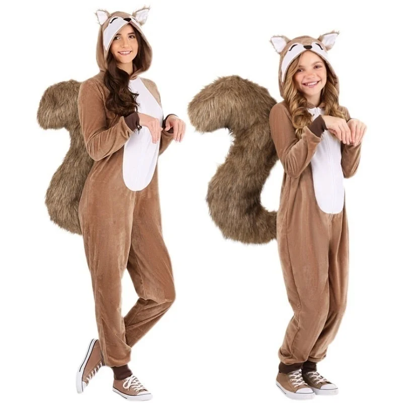 

Adult Animal Good Quality Chipmunk Onesie Halloween Cosplay Brown Squirrel Costumes Pajamas Christmas Gift for Kids