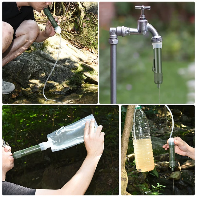 Mini Camping Purification Water Filter Straw TUP Carbon Fiber Water Bag for Survival or Emergency Supplies 6