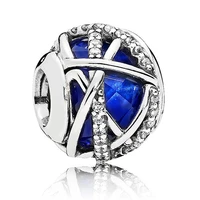 original moments royal blue star galaxy with crystal charm fit pandora women 925 sterling silver bracelet bangle diy jewelry