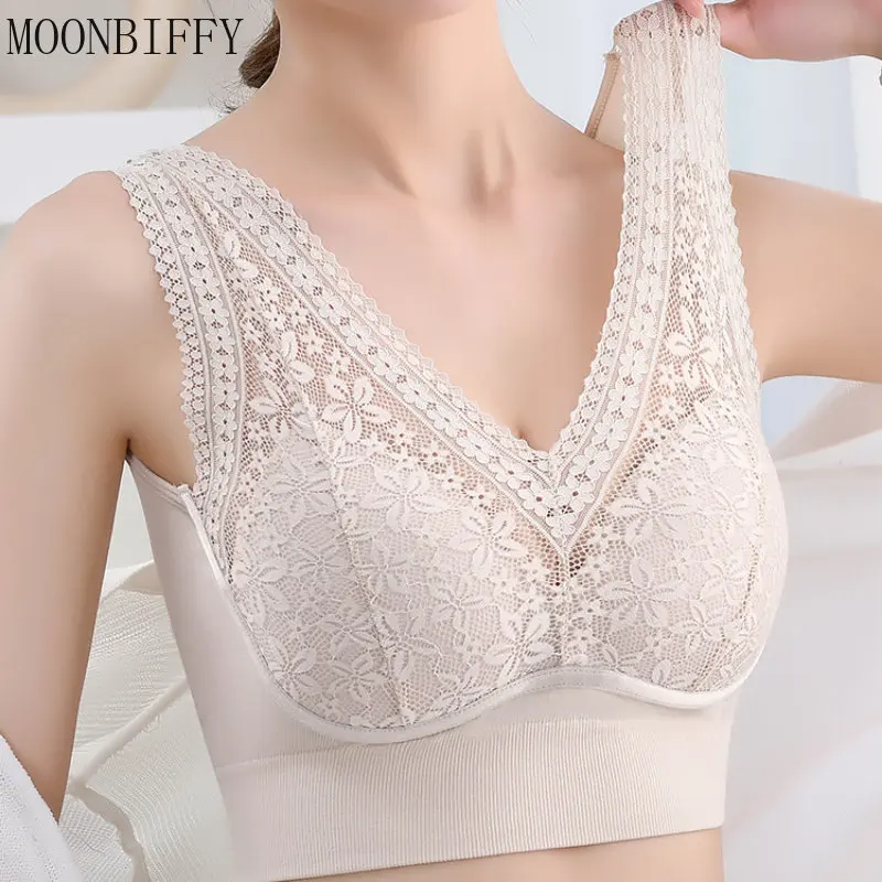 

Sexy French Lace Lingerie Summer Thin Latex Bralette Deep V Bra for Women Top Push Up Underwear Soft Cup Yoga Fitness Brassiere
