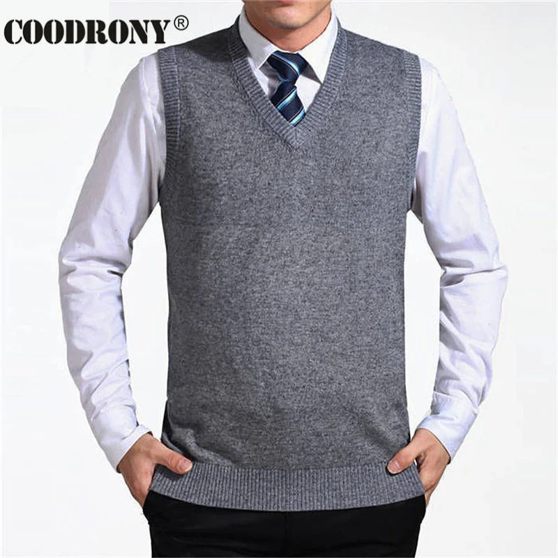 

2020 New Arrival Solid Color Sweater Vest Men Casmere Sweaters Wool Pullover Men Brand V-Neck Sleeveless Jersey ombre