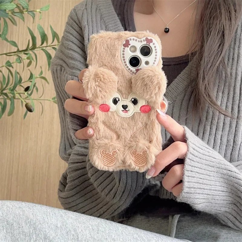

Cartoon Plush Bear Phone Cover Case for iPhone 15 14 13 12 11 Pro Max