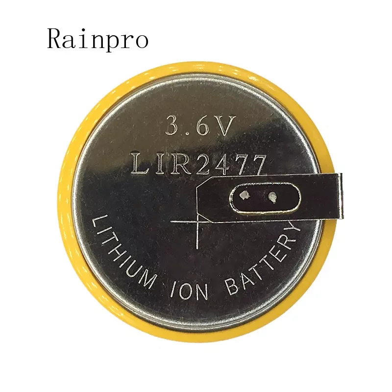 

Rainpro 1PCS/LOT LIR2477 2477 3.6V with pins Rechargeable buckle battery