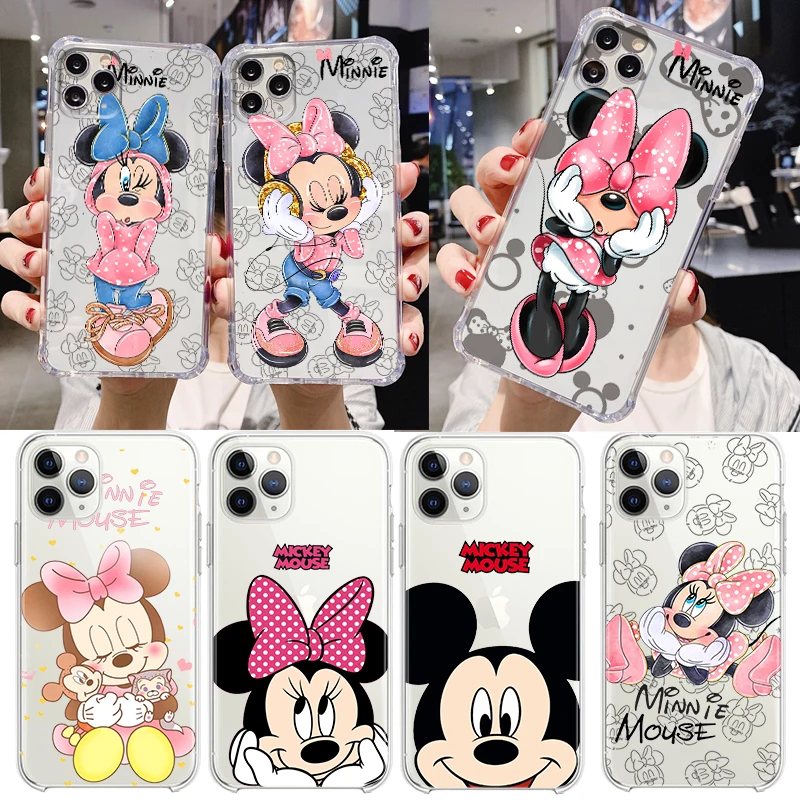 

Minnie Pink Cute For Apple iPhone 14 13 12 11 Pro Max Mini XS Max X XR 7 8 Plus 5S Silicone Transparent Phone Case Coque Capa