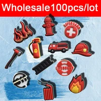 wholesale shoe charms decorations fits for crocs accesorios 100 pack fireman boys kids women christmas gifts birthday party pins