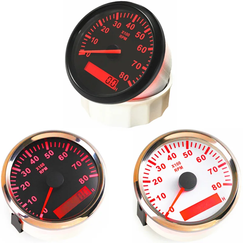 

1pc Gasoline or Diesel Engine Tachometer 85mm Revolution Meters 0-8000RPM Tuning Gauges with Hourmeters for Car Ships Motorcycle