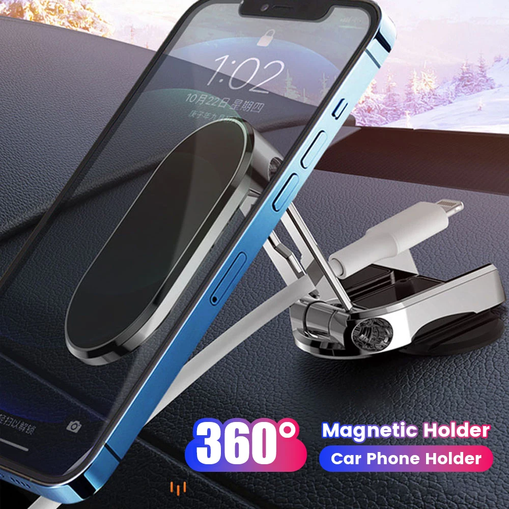 

Olaf Universal Foldable Car Phone Holder Bracket Magnetic Rotating Stand Mobile Phone Car Holder For iPhone Xiaomi POCO Samsung