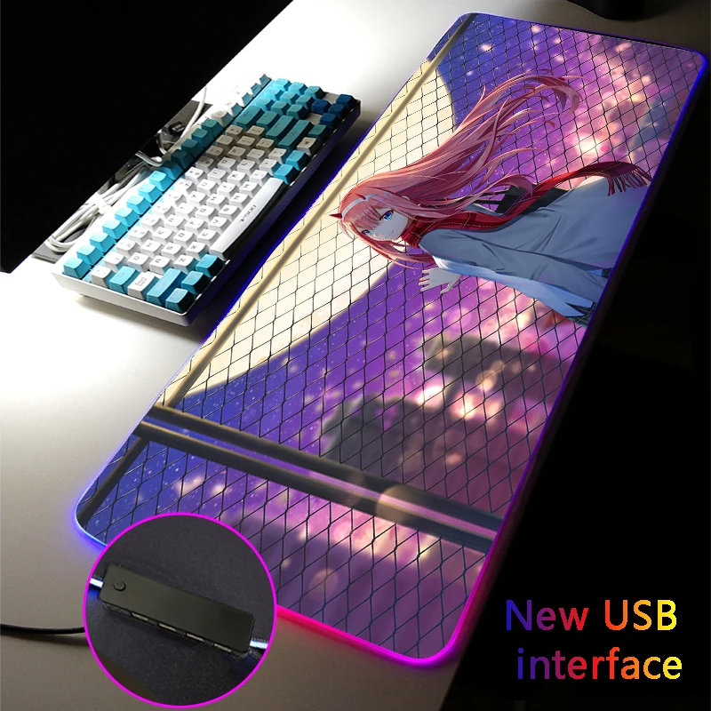 

ZERO TWO RGB Mouse Pad XXL Anime Girl Gaming MousePad Four USB Docking Dock HIRO Multi-interfac Desk Mats Rugs Typec Interface