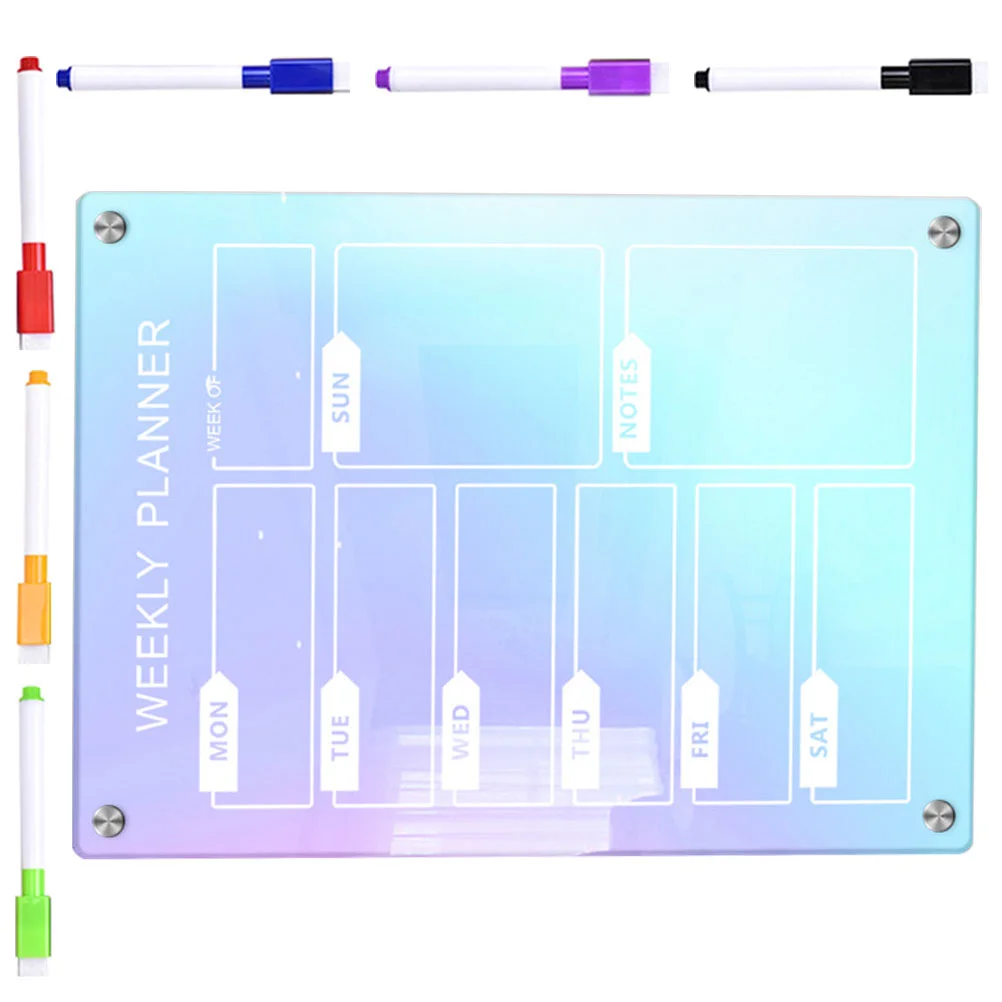 

1 Set of Acrylic Memo Writing Board with Pen Decorative Acrylic Message Board Erasable Planning Board