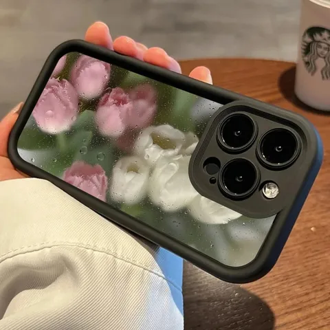 Для iPhone 16 15 Pro Max 14 13 12 11 Чехол Эстетический чехол для телефона с цветочным принтом розы Для iPhone 16 15 14 Plus Противоударный мягкий чехол для телефона