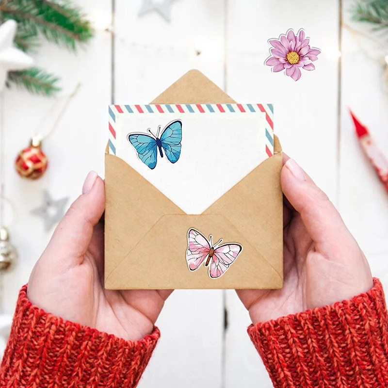 500 шт./1 рулон 2 5 см наклейка в форме бабочки цветка 8 узоров красочные наклейки