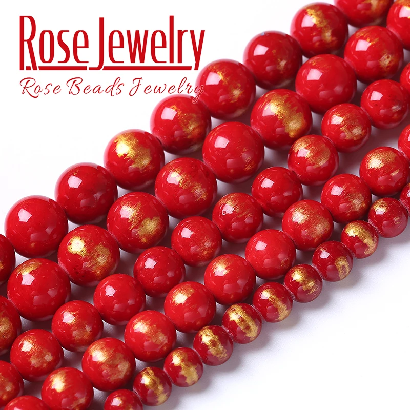 Natural Red Lapis Lazuli Jades Stone Beads For Jewelry Making Round Loose DIY Bracelet Necklace Accessories 4 6 8 10mm 15" |