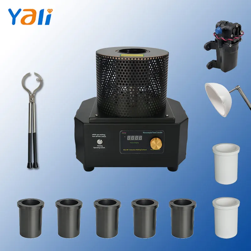 1-3KG 1400-1600 Degrees Mini Portable Induction Melting Furnace For Gold Silver Steel Smelting, Jewelry Fundry Casting Machine