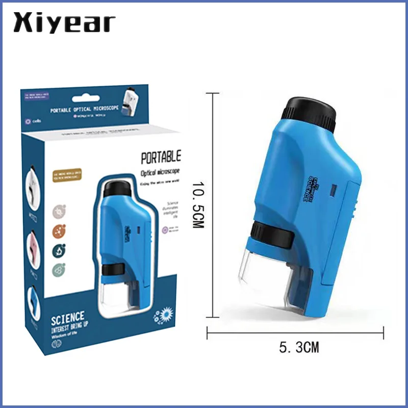 Портативный ручной микроскоп со светодиодной лампой карманный Биологический
