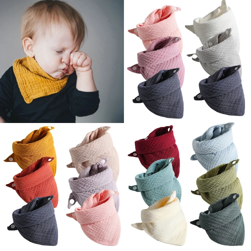 

3 Pcs Baby Feeding Drool Bibs Saliva Towel Triangle Scarves Bandana Soft Cotton