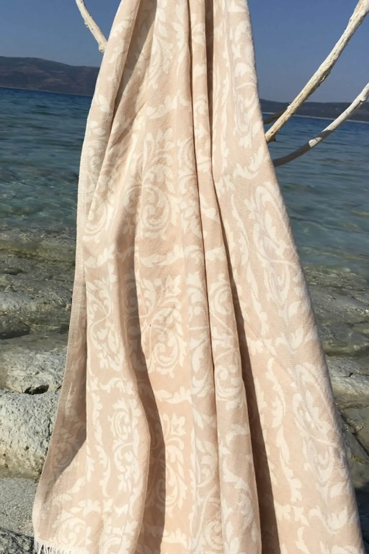 

Beach Towel Beige Baroque Loincloth Soft Textured Water Absorbing Quick Dry