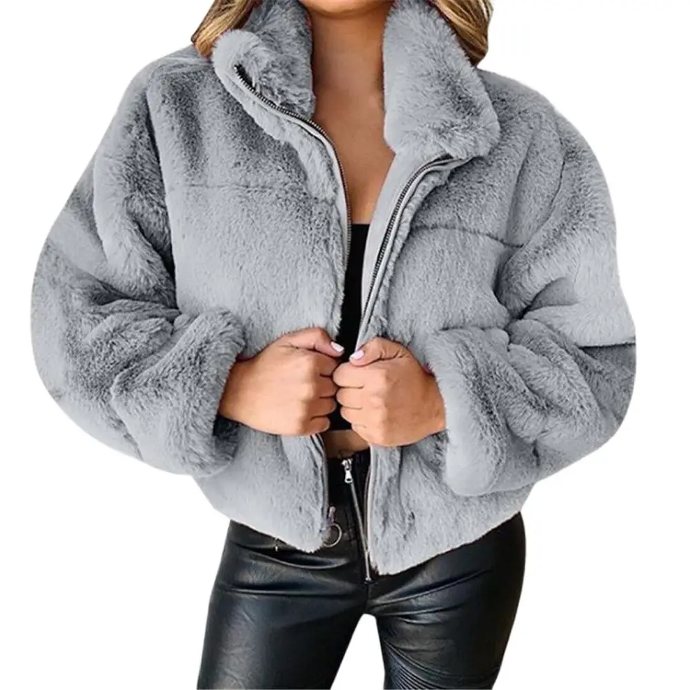 

5XL Autumn Winter Women Faux Fur Coat Warm Soft Zipper Jacket Ladies Furry Teddy Coat Overcoat Casual Soft Plush Warm Outerwear