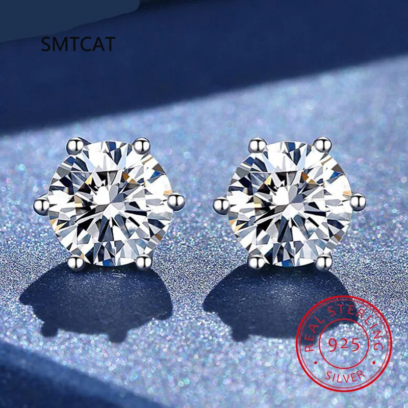 

Серьги-гвоздики женские из серебра 925 пробы с бриллиантами 1 карат