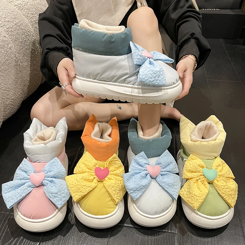 Winter Snow Boots Flat with Ankle Boots for Women Patchwork Colors Botas Femininas White Boot Zapatos De Plataforma Mujer Moda