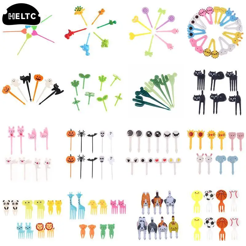 

2-18pcs/bag Animal Farm Dinosaur Fruit Fork Cartoon Children Snack Cake Dessert Food Fruit Pick Toothpick for Bento Lunch Box