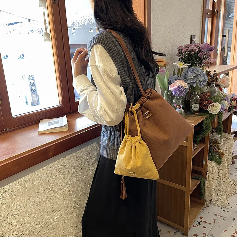 Модная сумка-ведро на шнурке женская версия Instagram модная сумка плечо большой