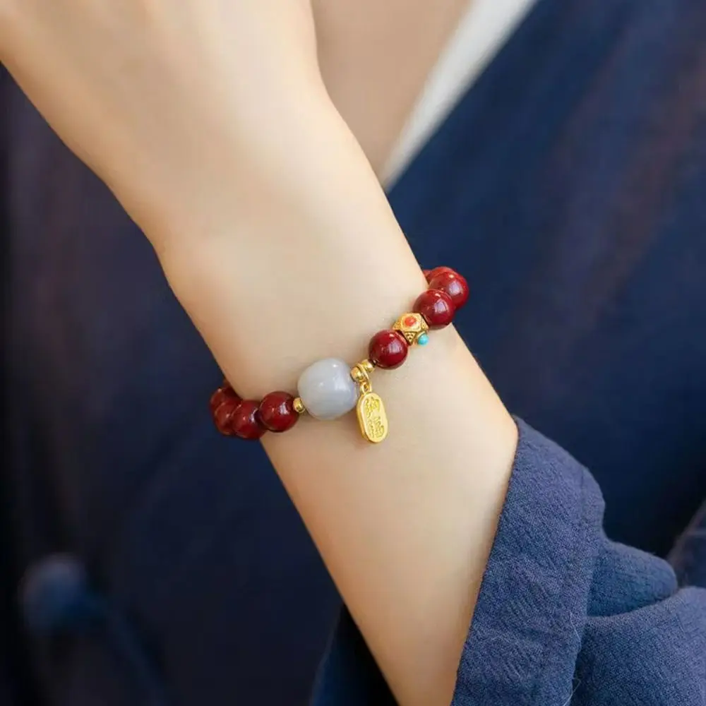 

Antique Bracelet New Year Jewelry Red Rope Jade Bead Bracelets Chinese Style Bracelets Female Hand Chain Bead Bracelets