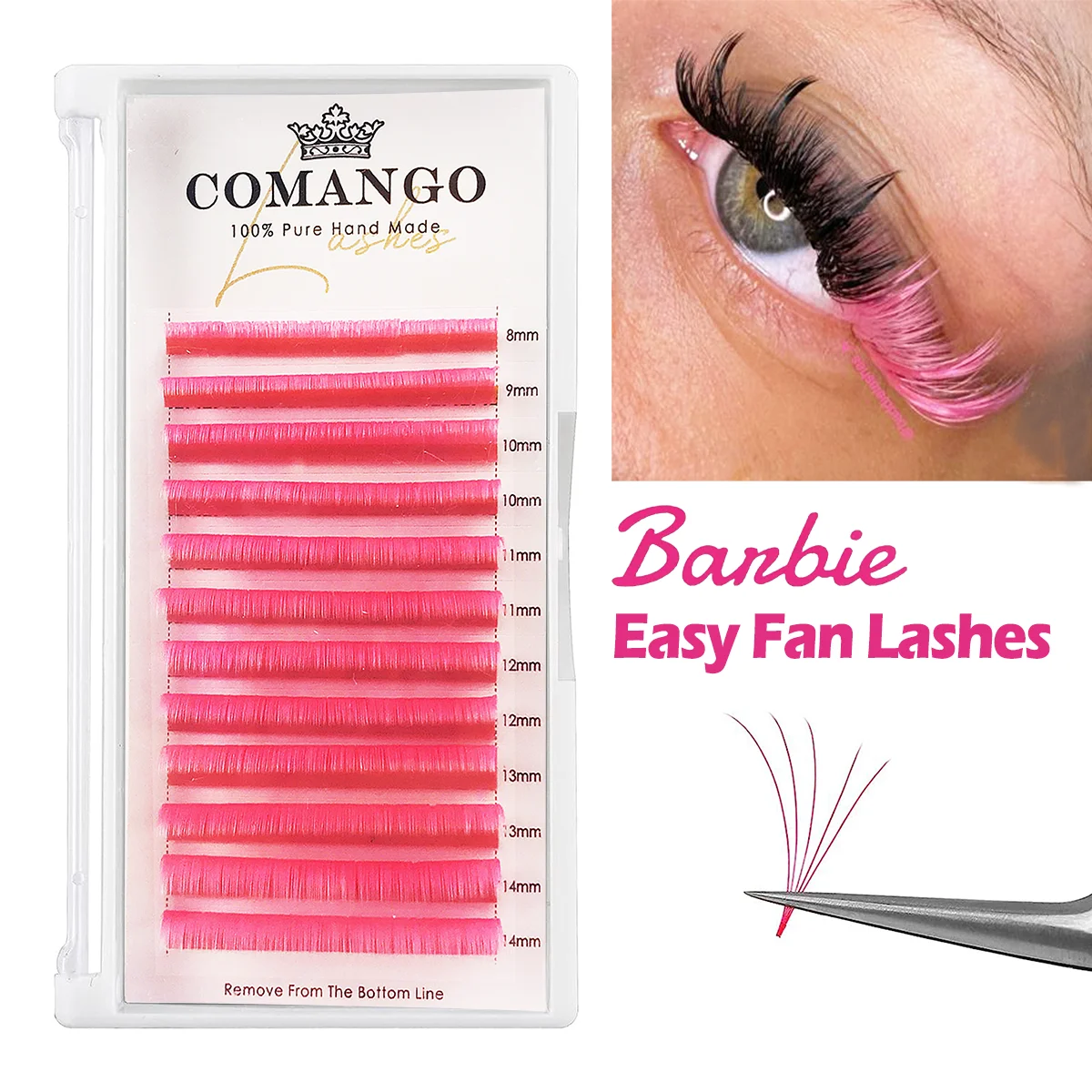 Barbie Pink Lash Extensions Easy Fan Volume Lash C/D Mix Trays Eyelashes Supplies For Eye Beauty