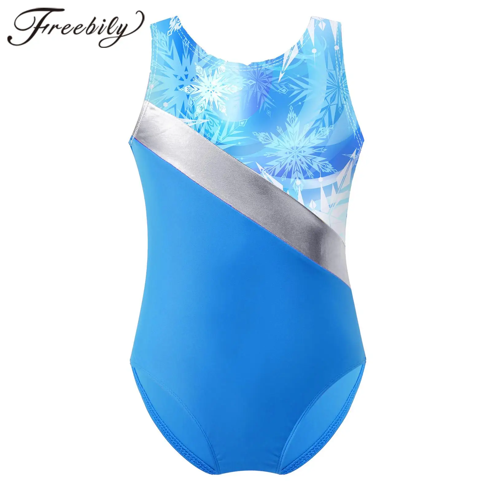 

Kids Swimwear Girls One-piece Swimsuits Sleeveless Patchwork Printed Jumpsuit Bodysuit Children Ballet Gymnastics Leotards