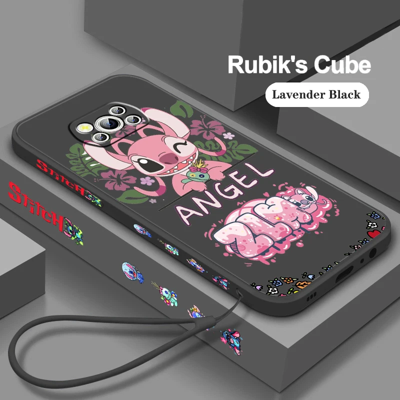 

Lilo Stitch Disney Anime Cute Phone Case For Xiaomi Mi Poco M5s M5 X5 X4 X3 M4 M3 F4 F3 GT C55 C50 Pro NFC 5G Liquid Left Rope