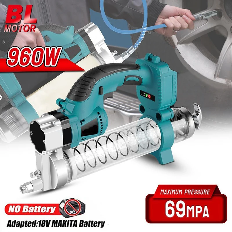 10000PSL 689Bar Cordless Electric Grease Gun High Pressure Car Lubricating Oil Car Maintenance Power Tool For Makita 18v Battery