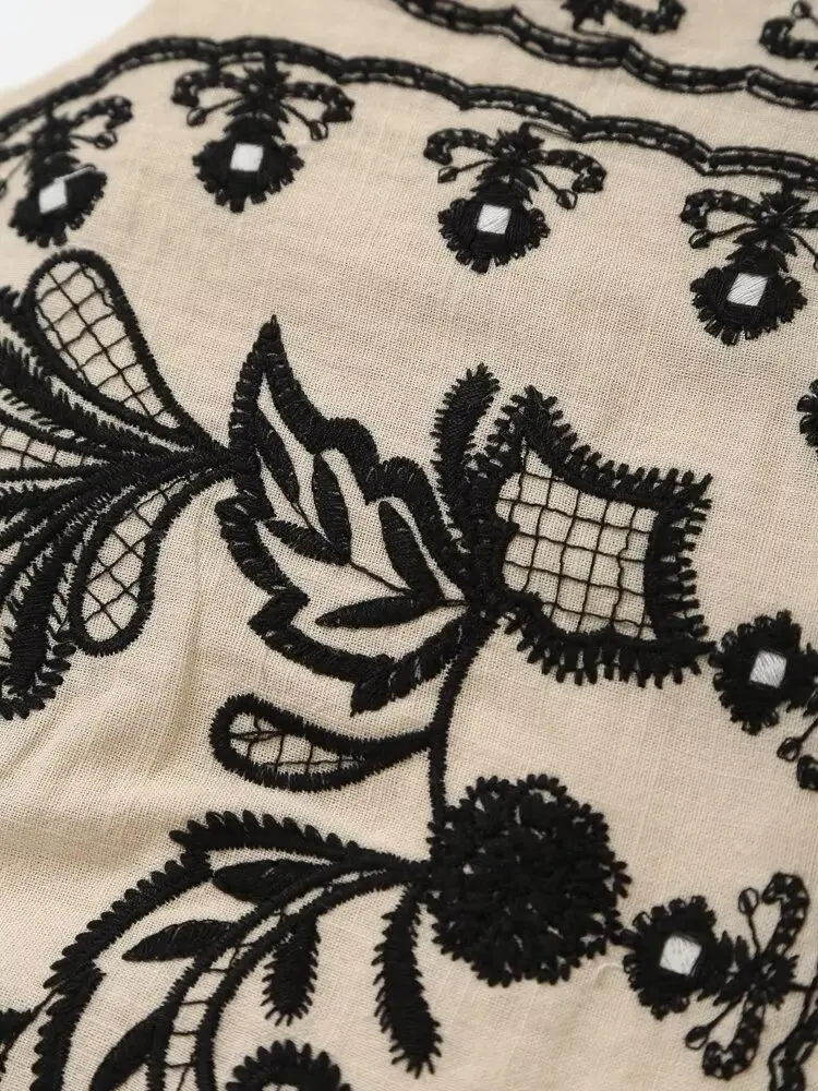 Zbza Женский Топ Без Рукавов С Вышивкой И V-образным Вырезом На Спине Со Скрытой